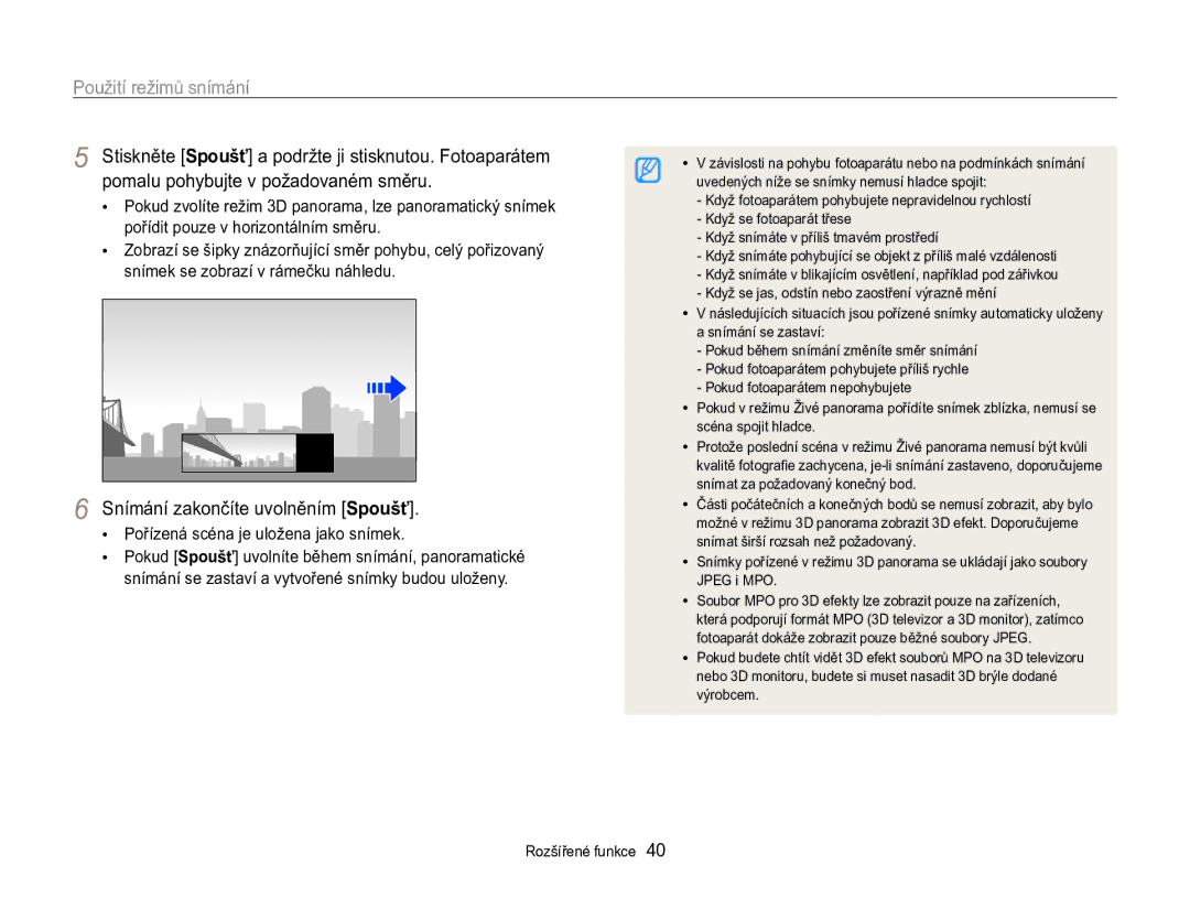 Samsung EC-MV800ZBPBE3 manual Snímání zakončíte uvolněním Spoušť, Pořízená scéna je uložena jako snímek 