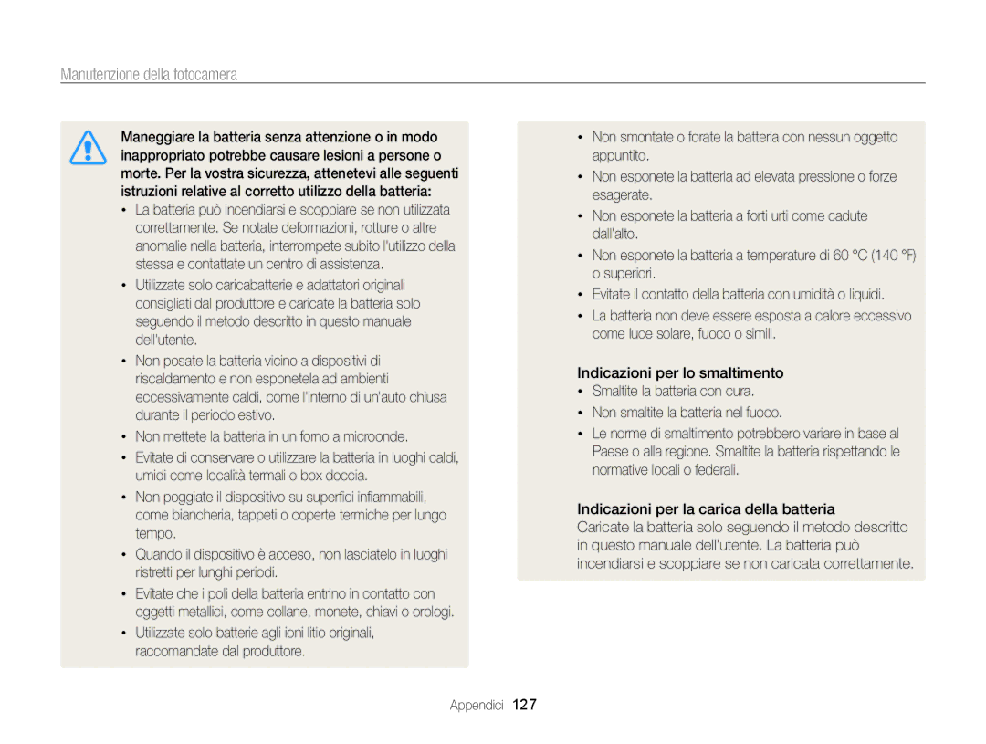 Samsung EC-MV800ZBPWE1, EC-MV800ZBPRE1, EC-MV800ZBPBE1, EC-MV800ZDPBME manual Indicazioni per la carica della batteria 