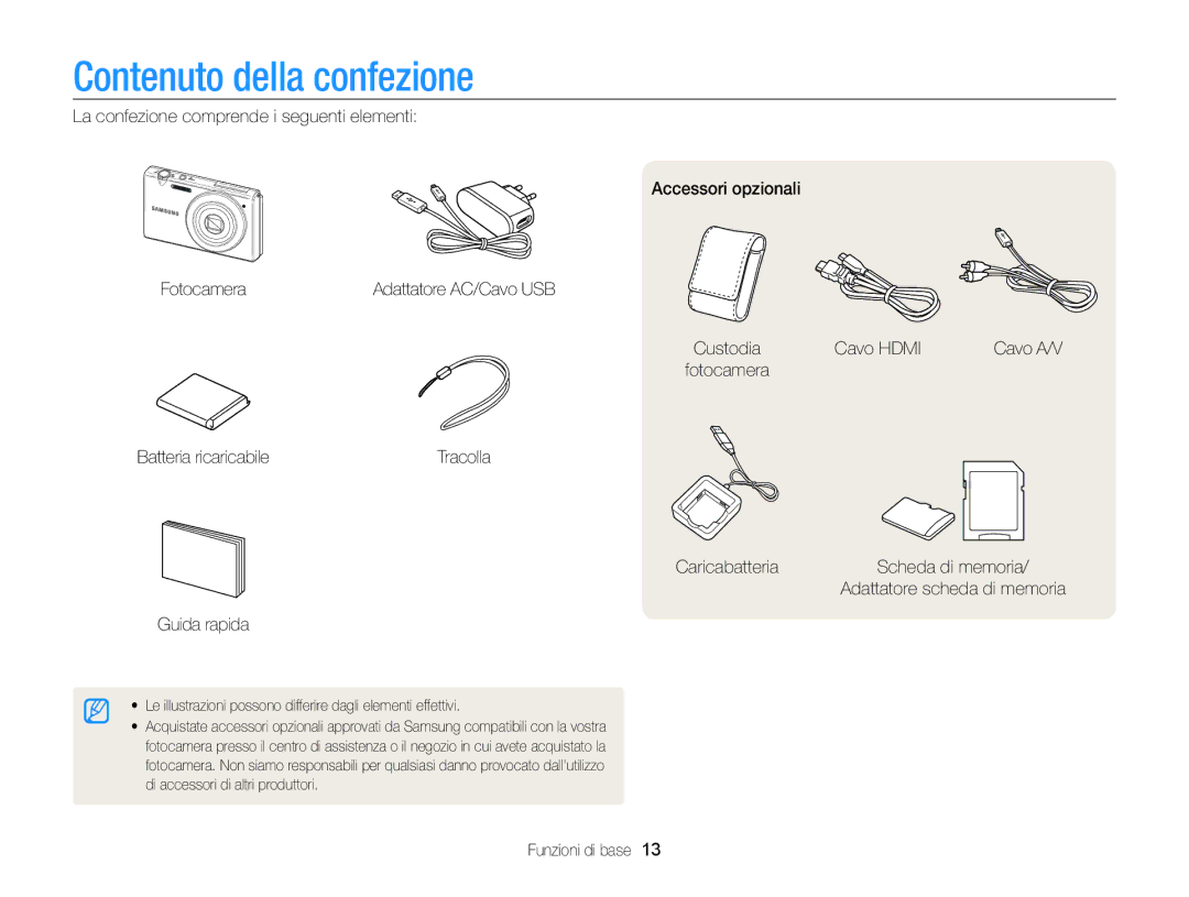 Samsung EC-MV800ZBPRE1, EC-MV800ZBPBE1, EC-MV800ZBPWE1, EC-MV800ZDPBME, EC-MV800ZDPRME manual Contenuto della confezione 