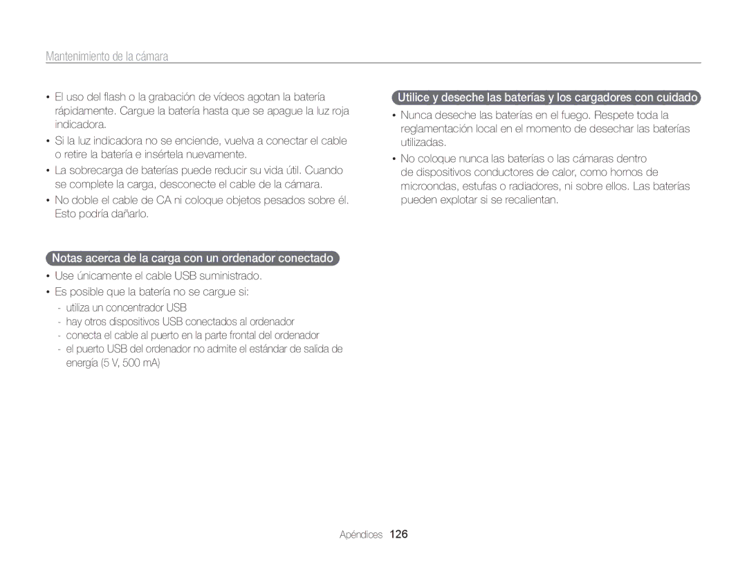 Samsung EC-MV800ZBPBE1, EC-MV800ZBPRE1, EC-MV800ZBPWE1 manual Notas acerca de la carga con un ordenador conectado  