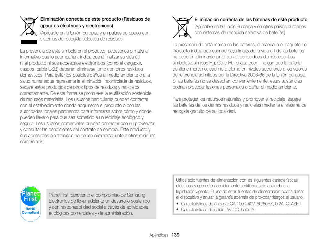 Samsung EC-MV800ZBPWE1, EC-MV800ZBPRE1, EC-MV800ZBPBE1 manual Eliminación correcta de las baterías de este producto 