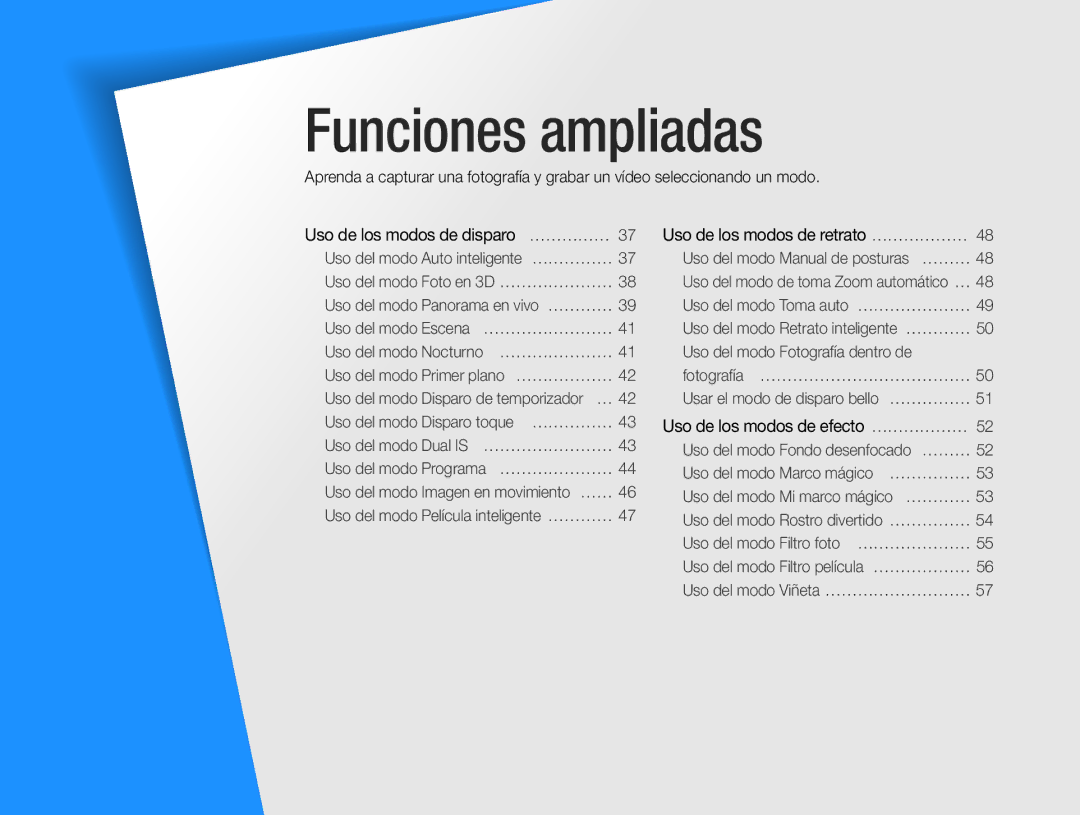 Samsung EC-MV800ZBPBE1, EC-MV800ZBPRE1, EC-MV800ZBPWE1 manual Funciones ampliadas 