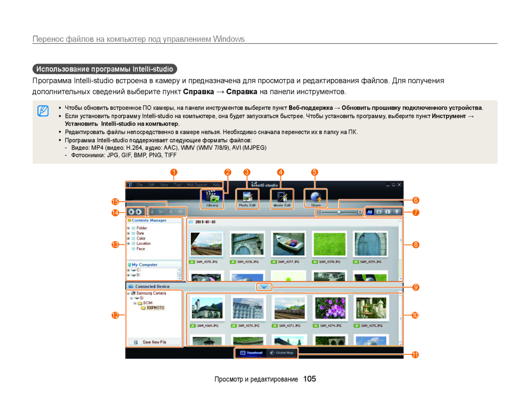 Samsung EC-MV800ZBPBRU, EC-MV800ZBPWRU, EC-MV800ZBPRRU manual Использование программы Intelli-studio 