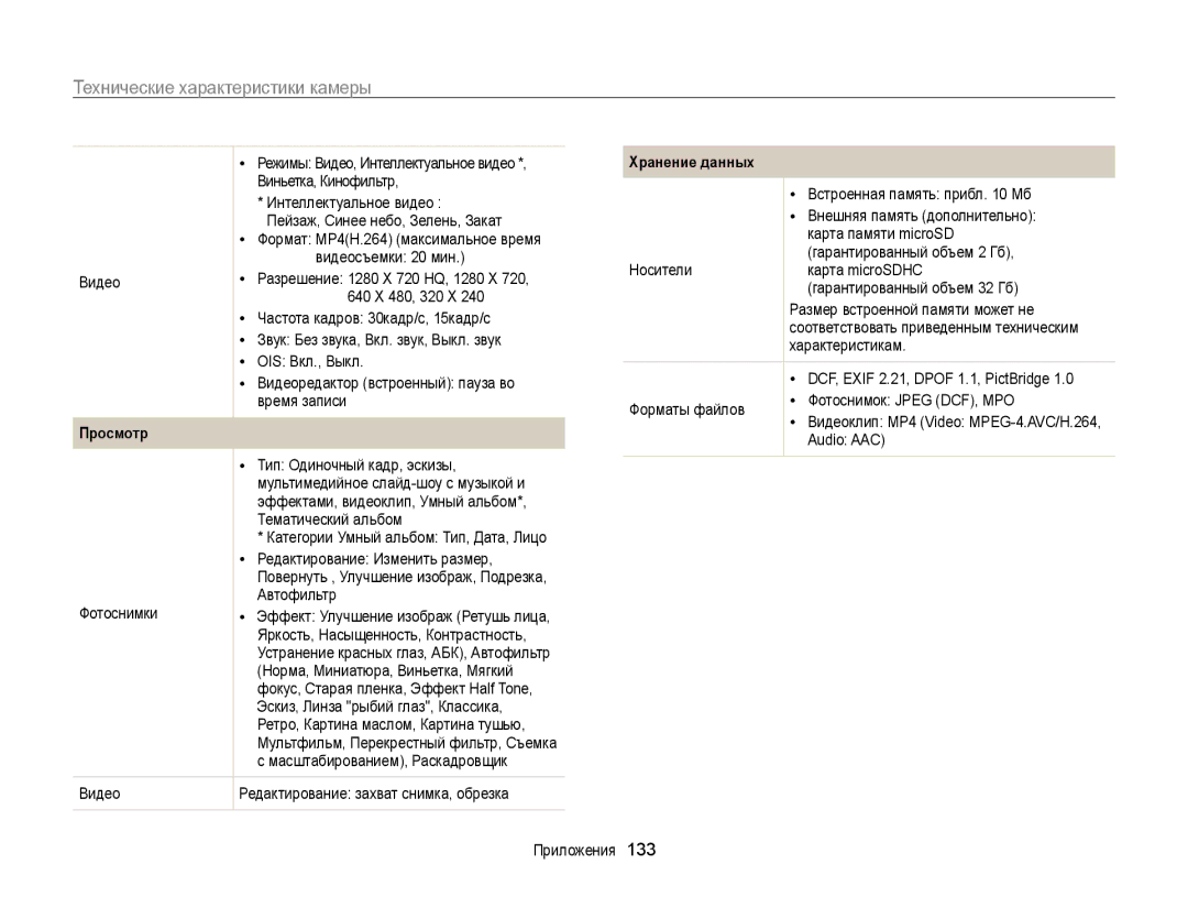 Samsung EC-MV800ZBPRRU, EC-MV800ZBPWRU, EC-MV800ZBPBRU manual Хранение данных 