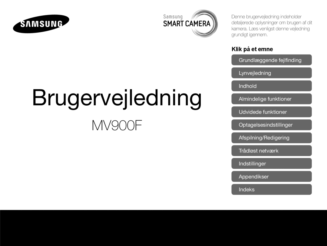 Samsung EC-MV900FBPWE2, EC-MV900FBPBE2 manual Brugervejledning 