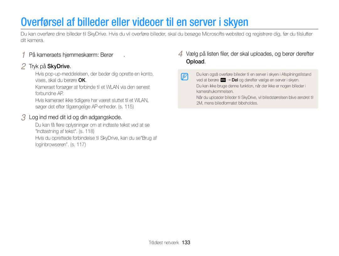 Samsung EC-MV900FBPBE2 Overførsel af billeder eller videoer til en server i skyen, Log ind med dit id og din adgangskode 