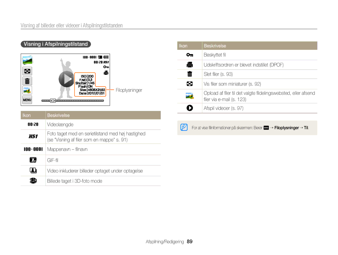 Samsung EC-MV900FBPBE2, EC-MV900FBPWE2 manual Visning i Afspilningstilstand, Videolængde 