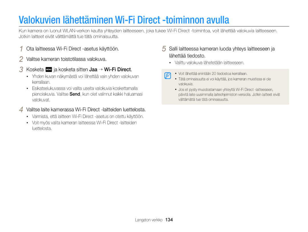 Samsung EC-MV900FBPWE2 Valokuvien lähettäminen Wi-Fi Direct -toiminnon avulla, Valittu valokuva lähetetään laitteeseen 