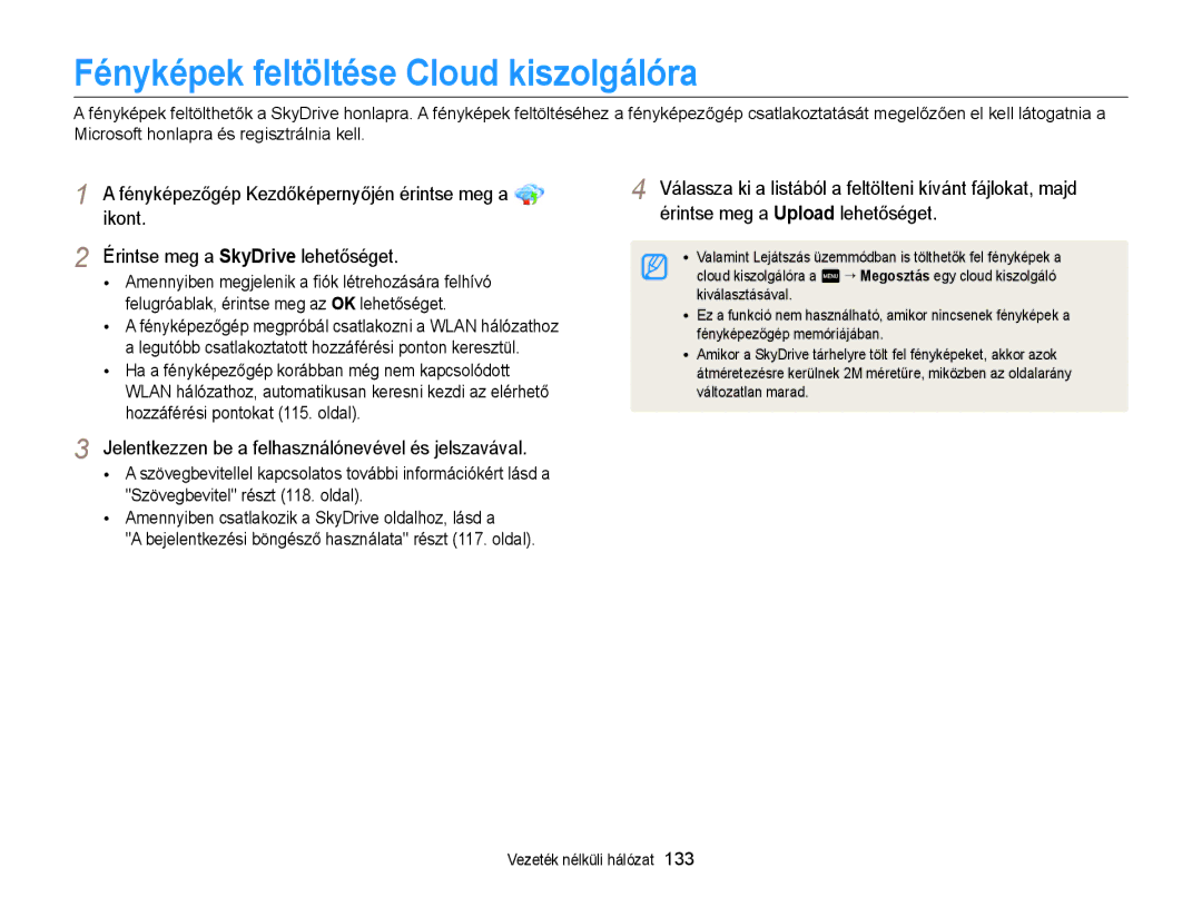 Samsung EC-MV900FBPWE2 manual Fényképek feltöltése Cloud kiszolgálóra, Jelentkezzen be a felhasználónevével és jelszavával 