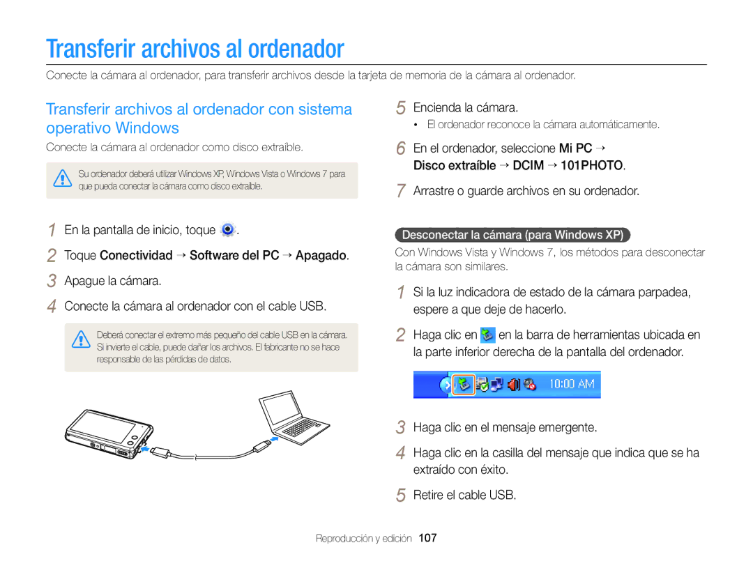 Samsung EC-MV900FDPPME, EC-MV900FBPWE1, EC-MV900FBPBE1, EC-MV900FDPWME, EC-MV900FDPBME manual Transferir archivos al ordenador 