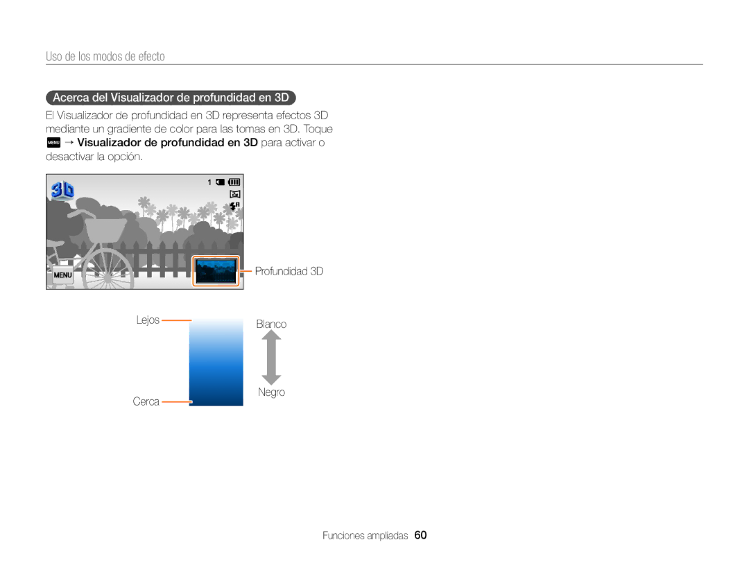 Samsung EC-MV900FBPBE1, EC-MV900FBPWE1, EC-MV900FDPWME, EC-MV900FDPPME manual Acerca del Visualizador de profundidad en 3D 