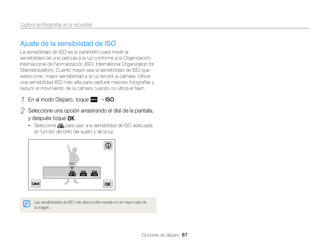 Samsung EC-MV900FDPPME, EC-MV900FBPWE1, EC-MV900FBPBE1, EC-MV900FDPWME, EC-MV900FDPBME manual Ajuste de la sensibilidad de ISO 