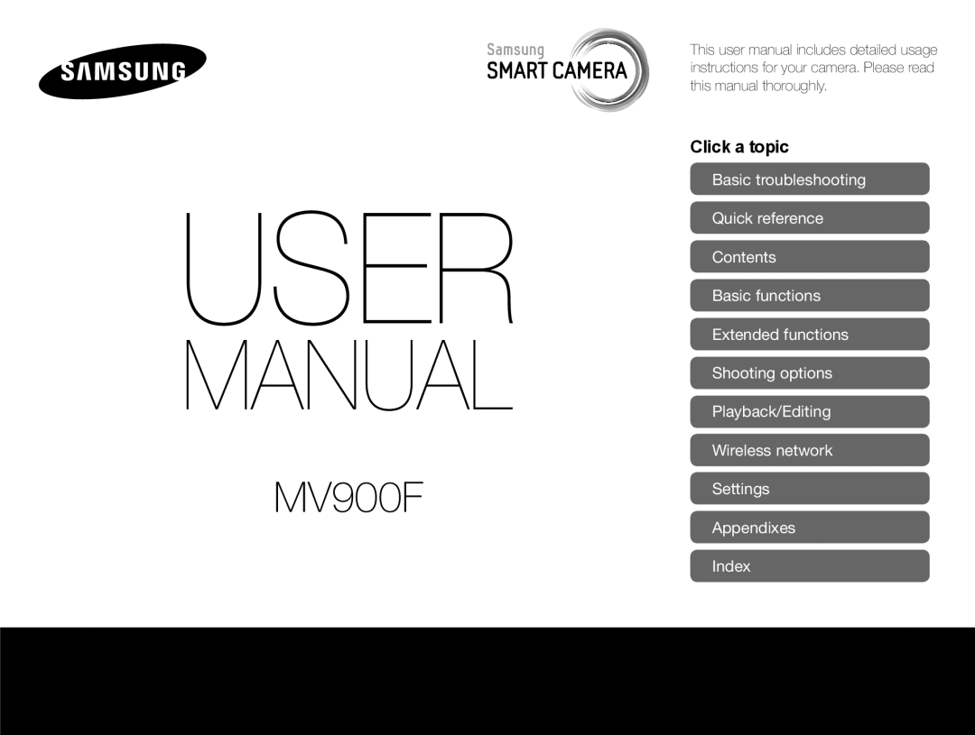 Samsung EC-MV900FBPBFR, EC-MV900FBPWFR, EC-MV900FBPWE1, EC-MV900FBPBE1, EC-MV900FDPWME manual Appendixes Index, Settings 