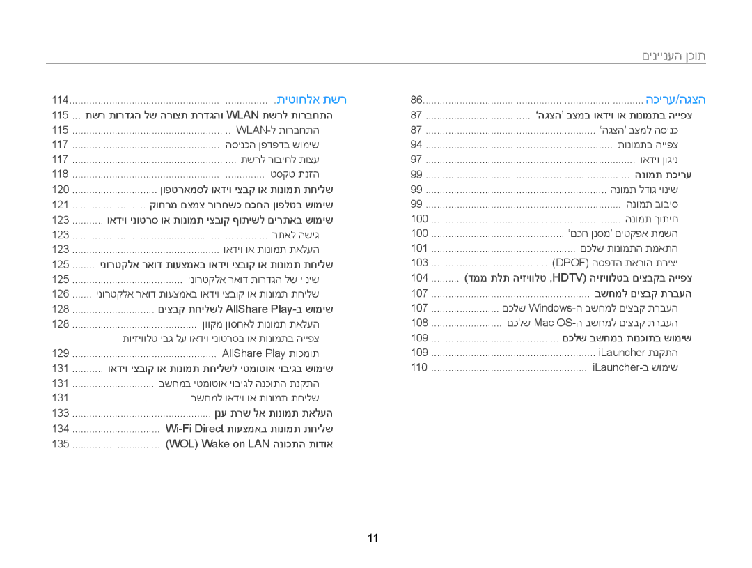 Samsung EC-MV900FDPWME, EC-MV900FDPPME, EC-MV900FDPBME, EC-MV900FBPPIL, EC-MV900FBPWIL, EC-MV900FBPBIL manual תיטוחלא תשר 