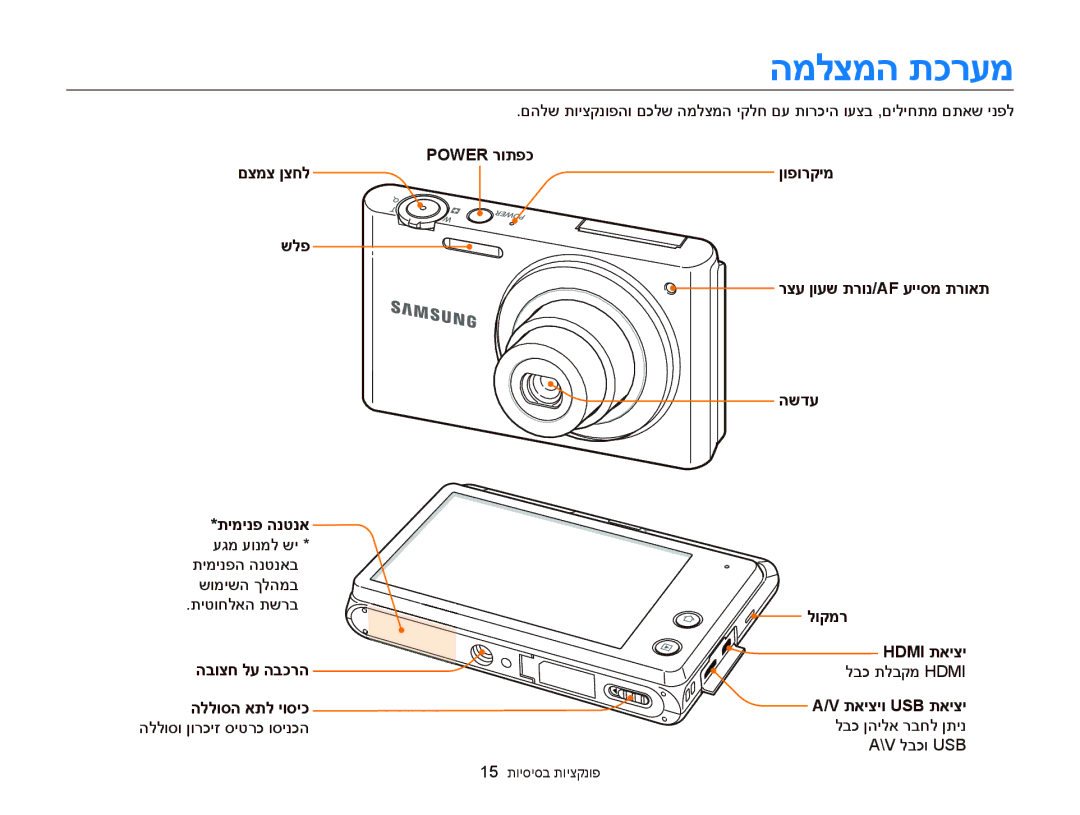 Samsung EC-MV900FBPWIL, EC-MV900FDPWME, EC-MV900FDPPME, EC-MV900FDPBME, EC-MV900FBPPIL, EC-MV900FBPBIL manual המלצמה תכרעמ 