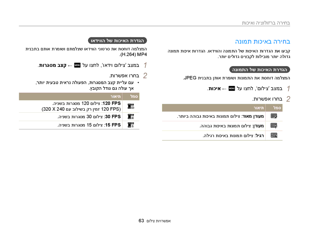 Samsung EC-MV900FBPWIL הנומת תוכיאב הריחב, תוכיאו היצולוזרב הריחב, תורגסמ בצק ← m לע וצחל ,‘ואדיו םוליצ’ בצמב תורשפא ורחב 