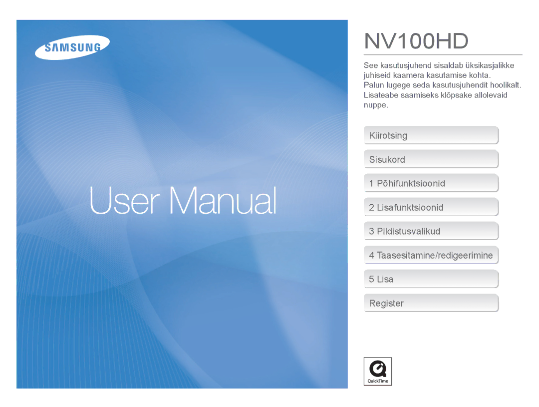 Samsung EC-NV100RBA/RU manual NV100HD 