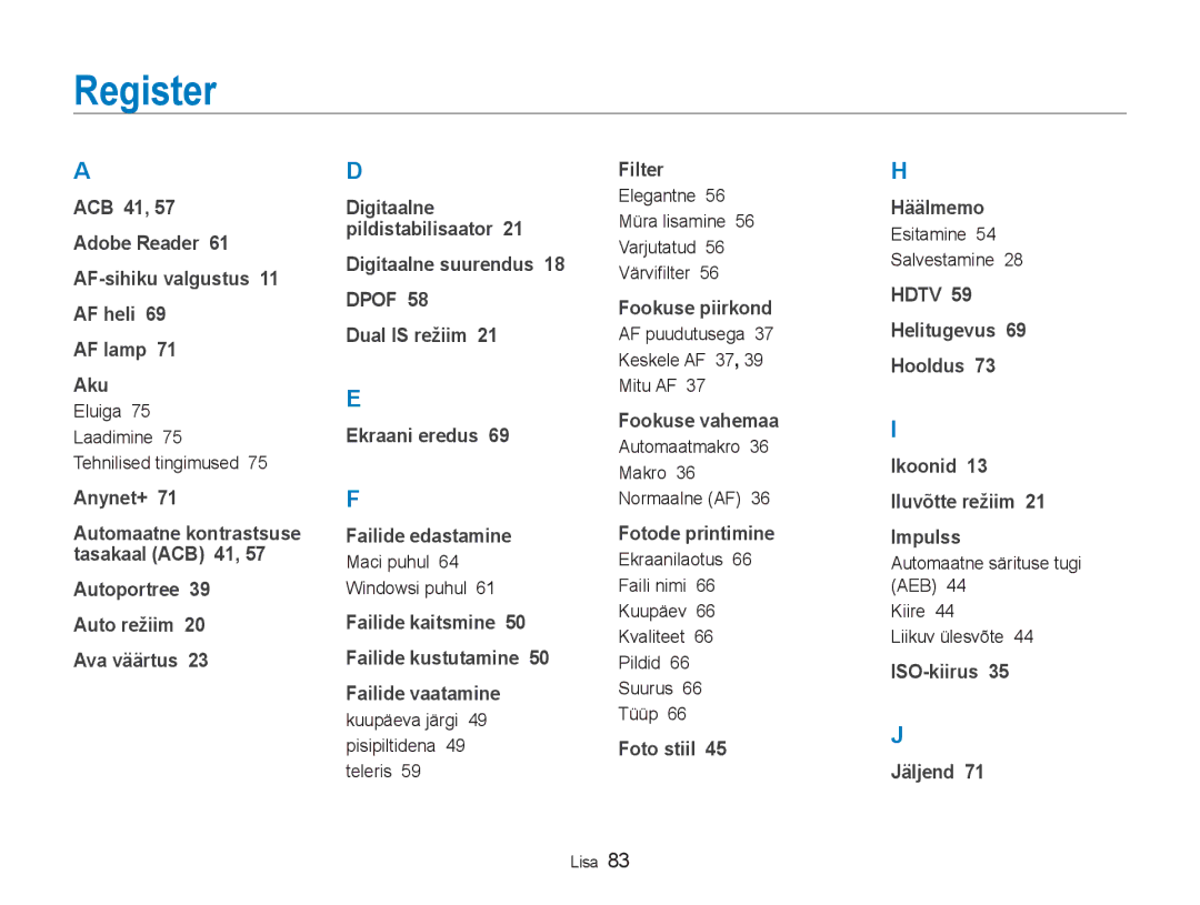 Samsung EC-NV100RBA/RU manual Register 