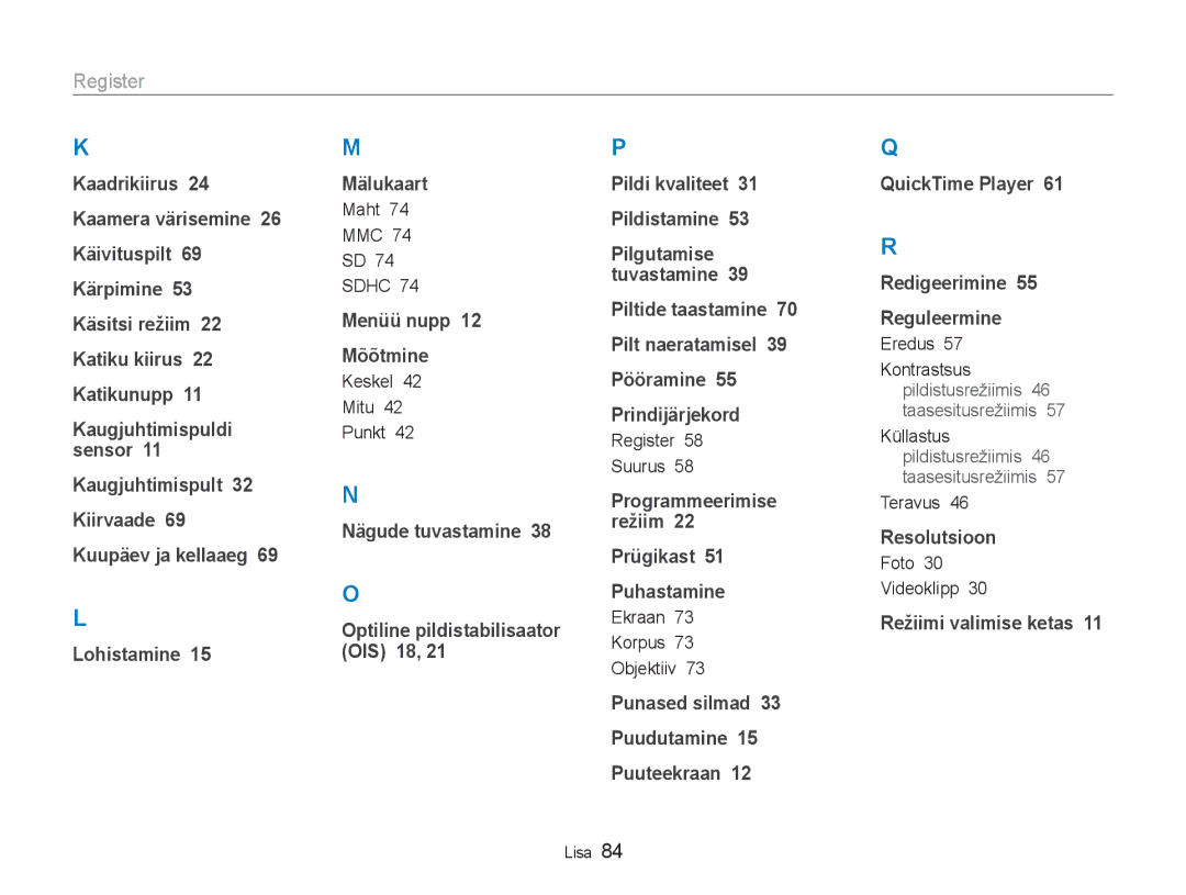 Samsung EC-NV100RBA/RU manual Register 