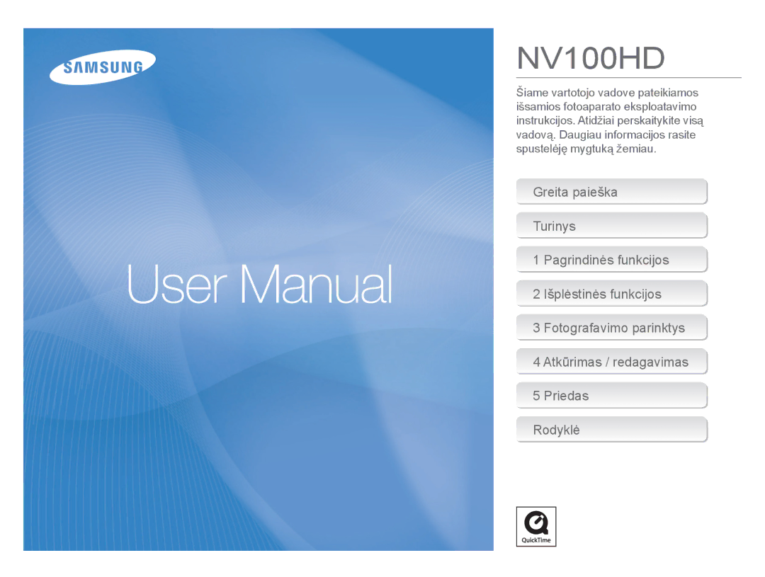 Samsung EC-NV100RBA/RU manual NV100HD 