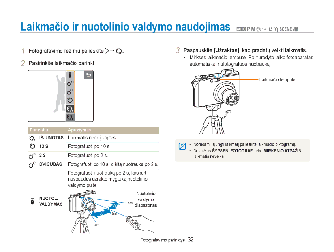 Samsung EC-NV100RBA/RU Laikmačio ir nuotolinio valdymo naudojimas 2 1 8 7 6 5 4, Išjungtas, Dvigubas, Nuotol, Valdymas 