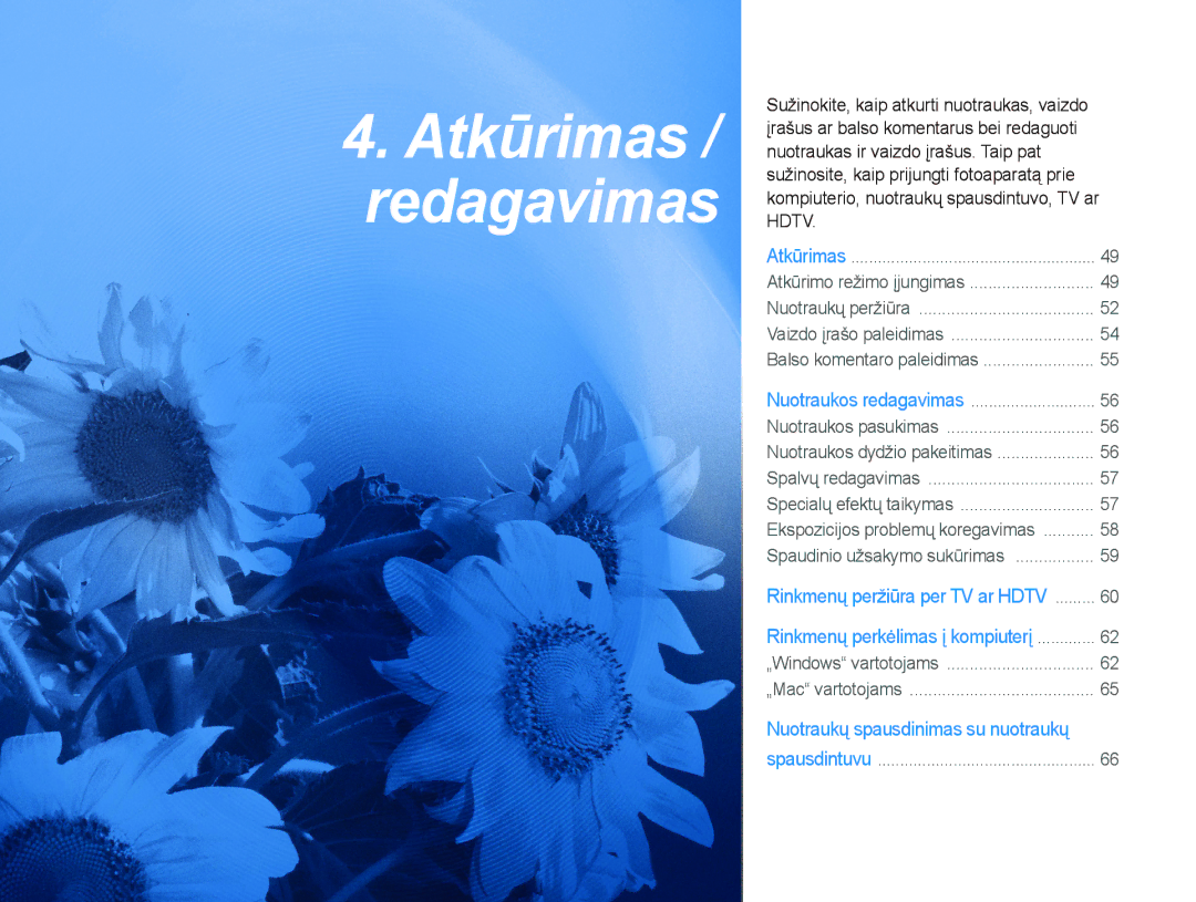 Samsung EC-NV100RBA/RU manual Atkūrimas / redagavimas 