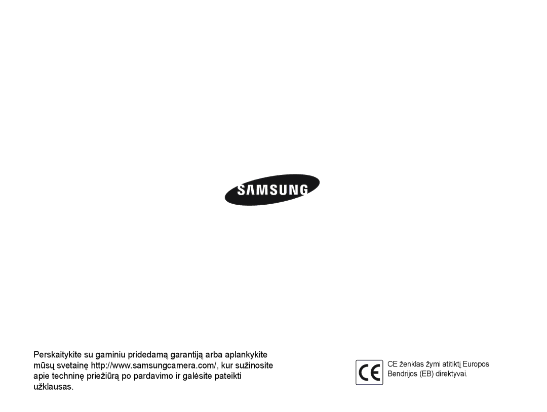 Samsung EC-NV100RBA/RU manual CE ženklas žymi atitiktį Europos Bendrijos EB direktyvai 