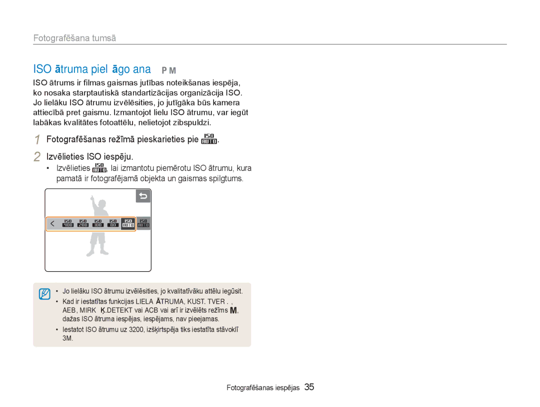 Samsung EC-NV100RBA/RU manual ISO ātruma pielāgošana 1 