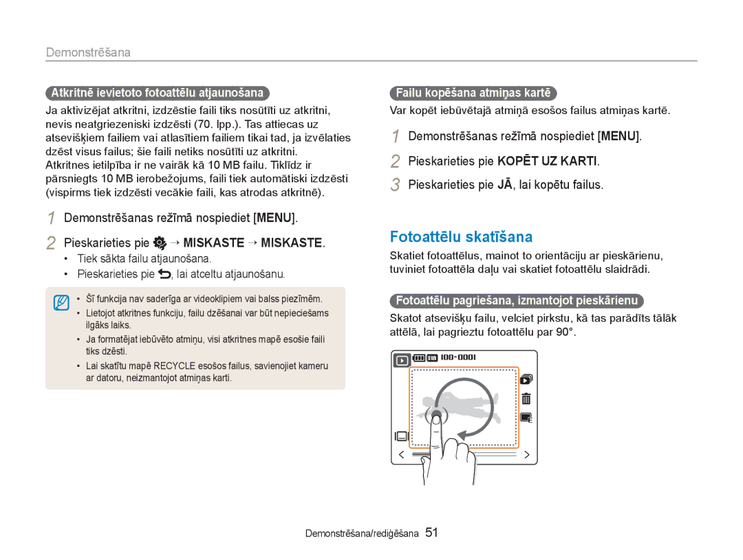 Samsung EC-NV100RBA/RU manual Fotoattēlu skatīšana, Pieskarieties pie JĀ, lai kopētu failus, Failu kopēšana atmiņas kartē 