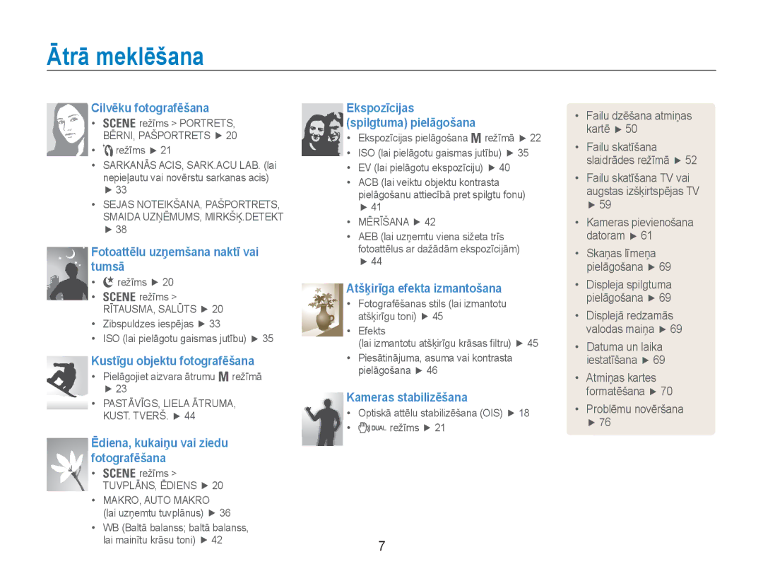 Samsung EC-NV100RBA/RU manual Ātrā meklēšana 