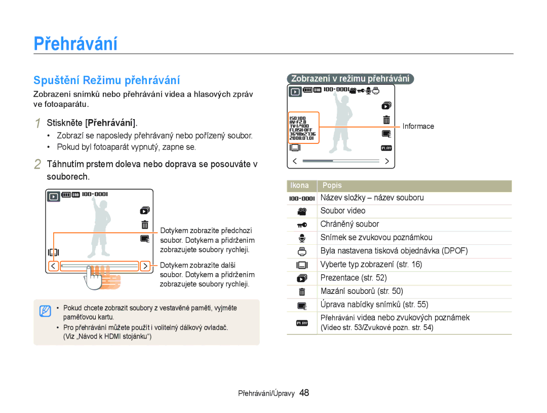 Samsung EC-NV100SBB/E3 manual Spuštění Režimu přehrávání, Stiskněte Přehrávání, Pokud byl fotoaparát vypnutý, zapne se 