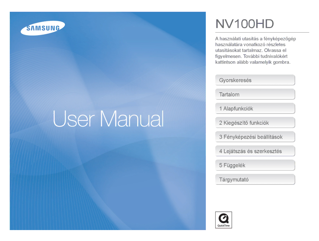 Samsung EC-NV100BBC/IT, EC-NV100SBC/IT, EC-NV100RBB/E3, EC-NV100SBB/E3, EC-NV100BBB/E3, EC-NV100TBB/E3 manual NV100HD 