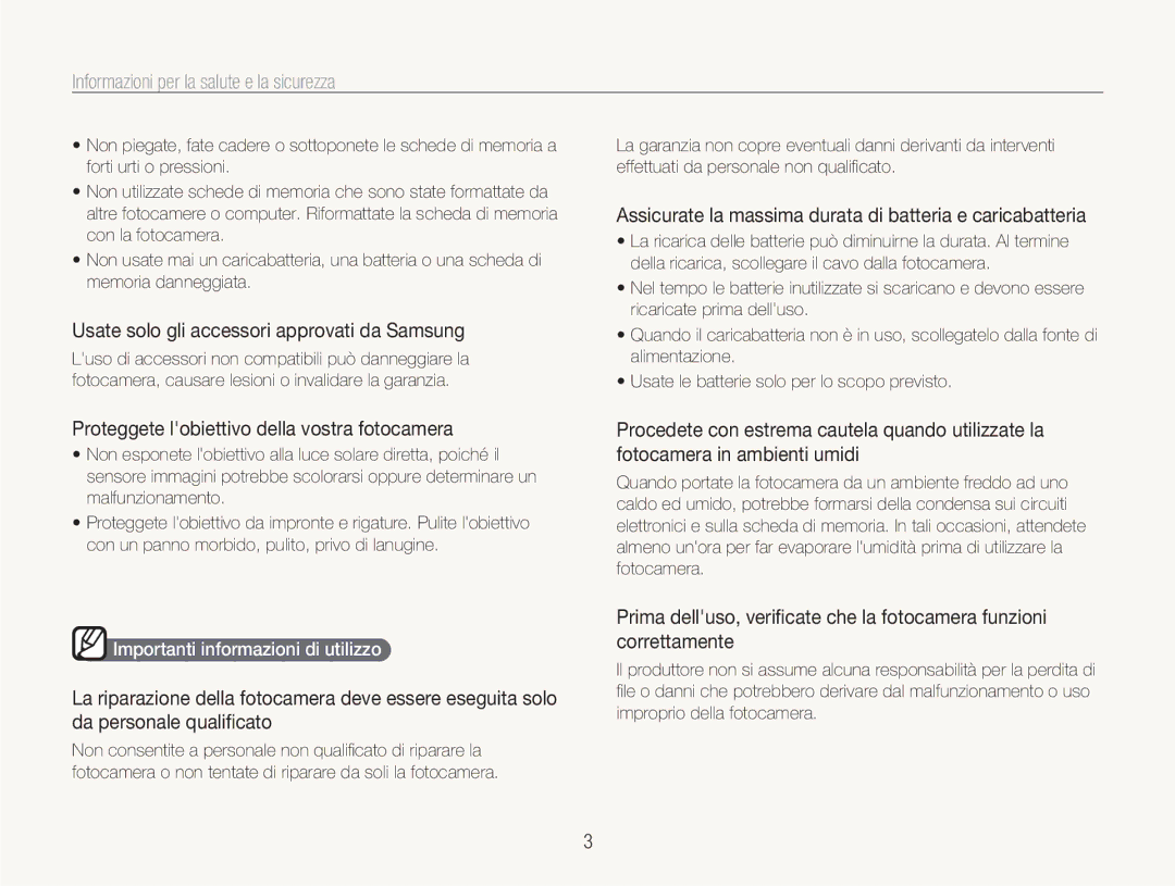 Samsung EC-NV100TBC/IT manual Usate solo gli accessori approvati da Samsung, Proteggete lobiettivo della vostra fotocamera 