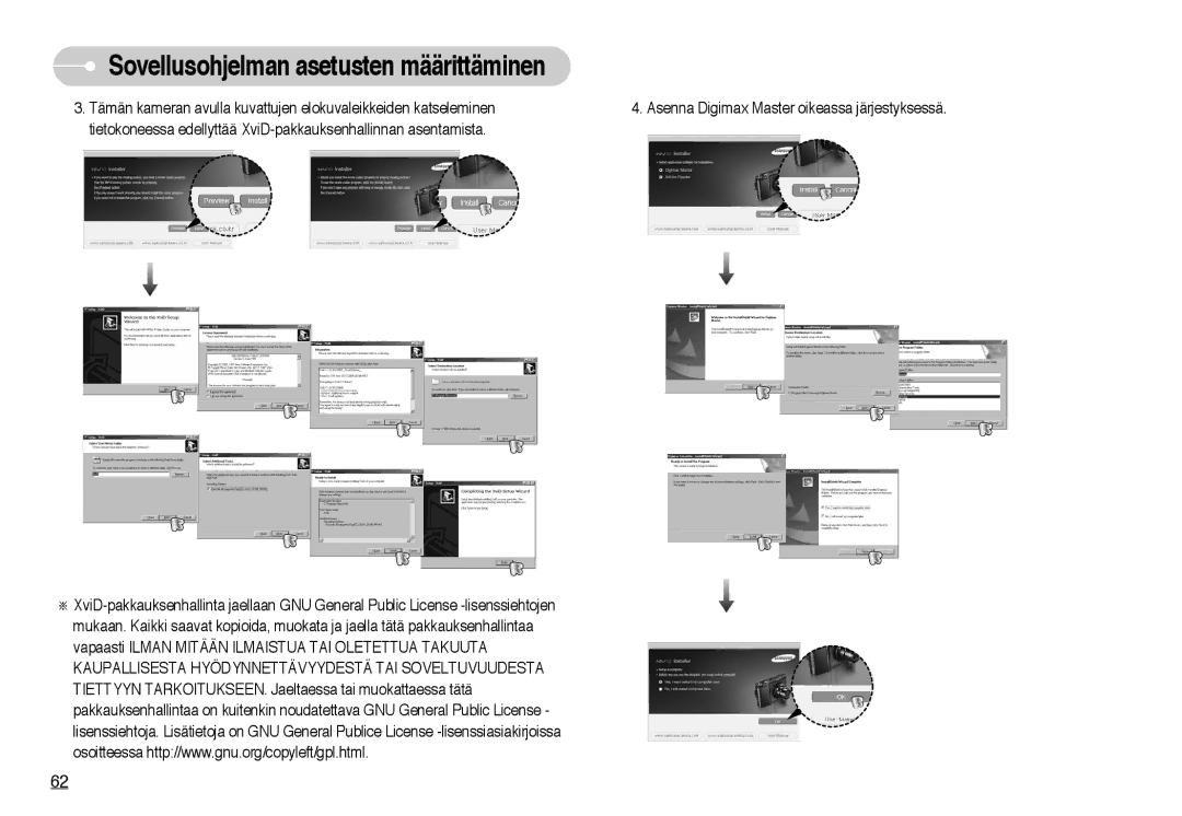 Samsung EC-NV10ZBBL/E1, EC-NV10ZBBC/E2, EC-NV10ZBBB/E2, EC-NV10ZBBD/E2 manual Sovellusohjelman asetusten määrittäminen 