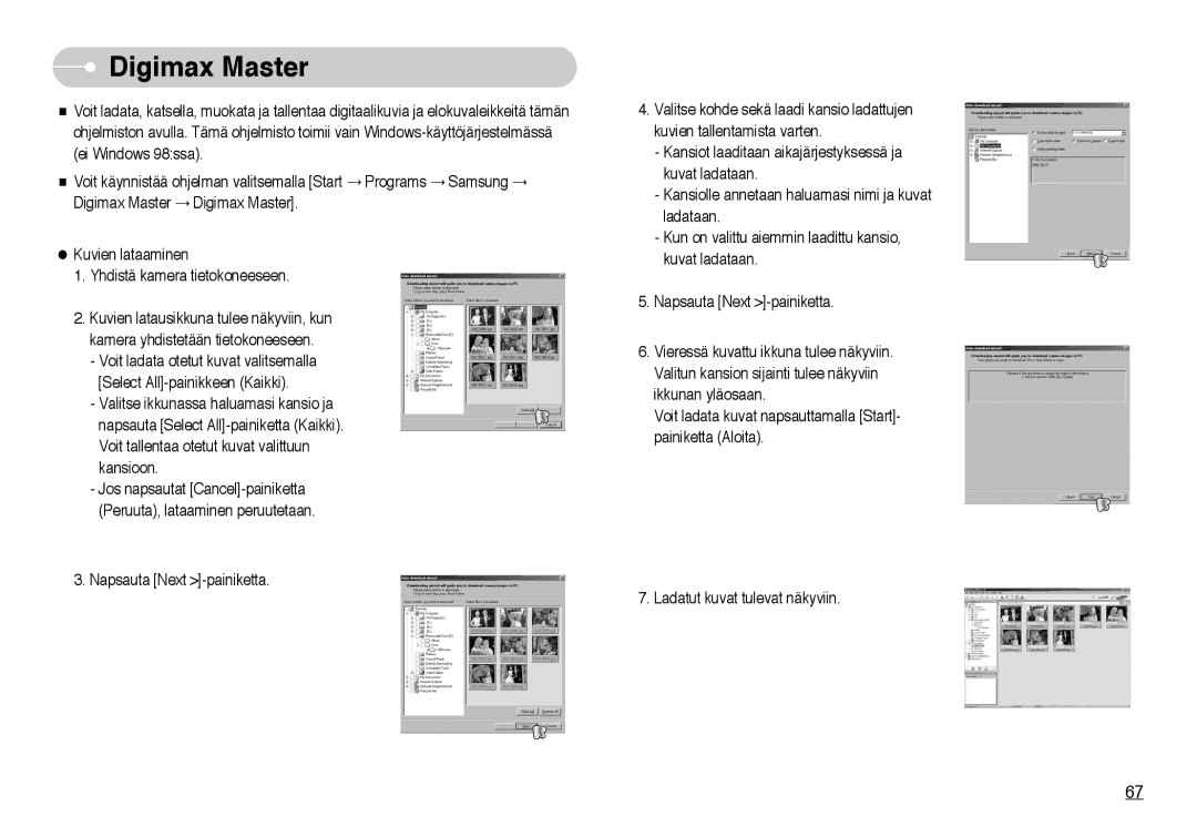 Samsung EC-NV10ZBBA/FI, EC-NV10ZBBL/E1, EC-NV10ZBBC/E2, EC-NV10ZBBB/E2, EC-NV10ZBBD/E2, EC-NV10ZBBF/E2 manual Digimax Master 