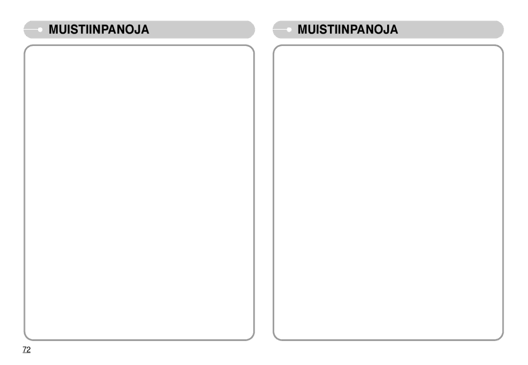 Samsung EC-NV10ZBBD/E2, EC-NV10ZBBL/E1, EC-NV10ZBBC/E2, EC-NV10ZBBB/E2, EC-NV10ZBBF/E2, EC-NV10ZBBA/FI manual Muistiinpanoja 