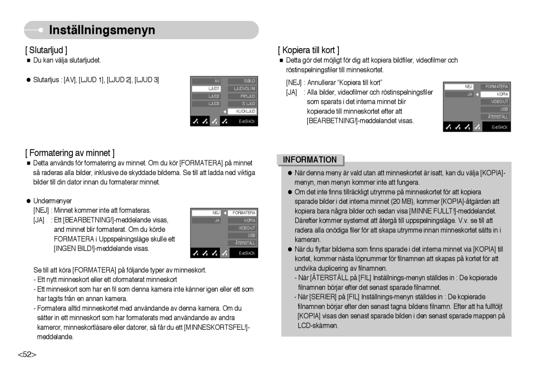 Samsung EC-NV10ZBBF/E2, EC-NV10ZBBL/E1, EC-NV10ZBBC/E2, EC-NV10ZBBB/E2, EC-NV10ZBBD/E2, EC-NV10ZBBA/FI manual Slutarljud 