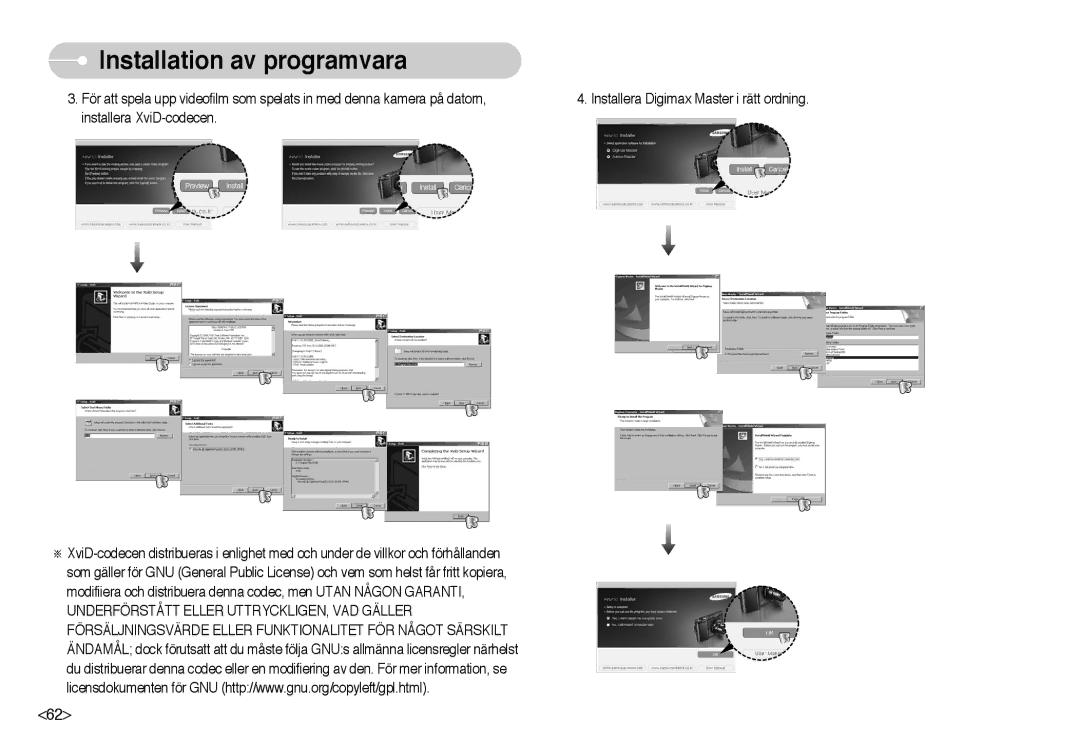 Samsung EC-NV10ZBBL/E1, EC-NV10ZBBC/E2, EC-NV10ZBBB/E2, EC-NV10ZBBD/E2, EC-NV10ZBBF/E2 manual Installation av programvara 