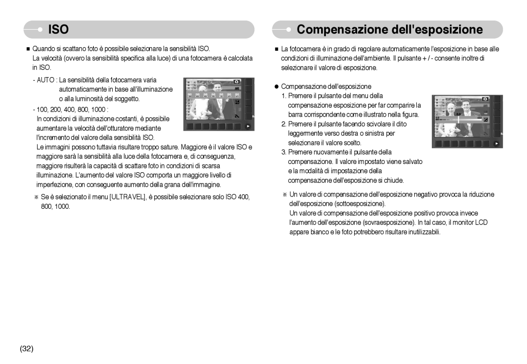 Samsung EC-NV10ZBBB/IT, EC-NV10ZBBL/E1, EC-NV10ZBBD/E1, EC-NV10ZBBC/E2, EC-NV10ZBBC/IT Iso, Compensazione dellesposizione 