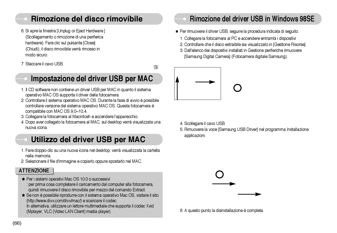 Samsung EC-NV10ZBBD/E1, EC-NV10ZBBL/E1, EC-NV10ZBBC/E2 Utilizzo del driver USB per MAC, Impostazione del driver USB per MAC 