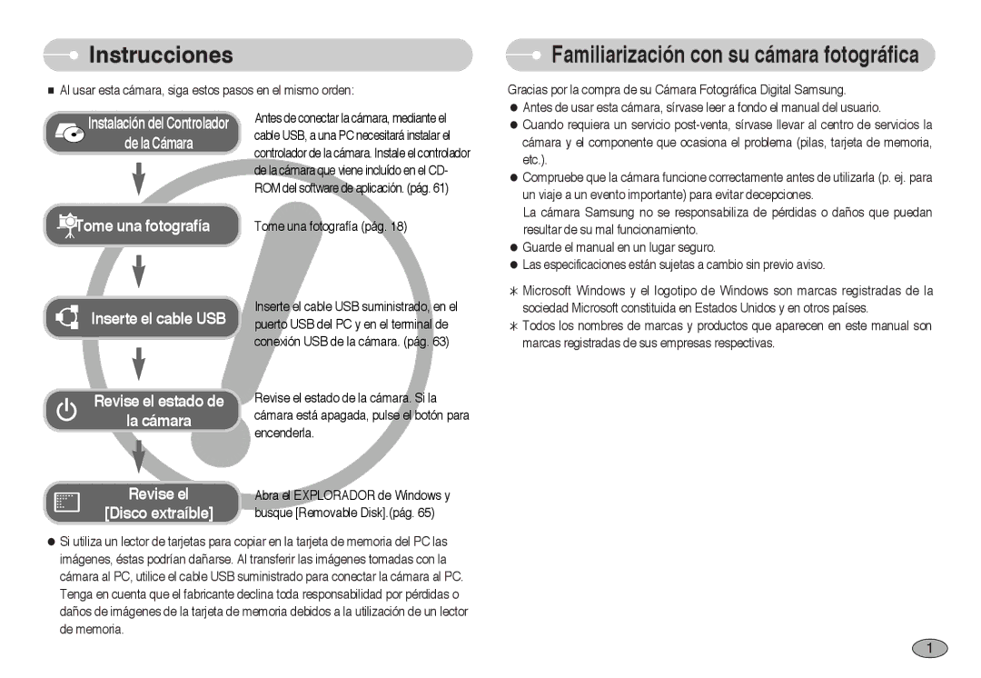 Samsung EC-NV10ZSBA/E1, EC-NV10ZBBL/E1, EC-NV10ZBBD/E1 manual Instrucciones, Familiarización con su cámara fotográfica 