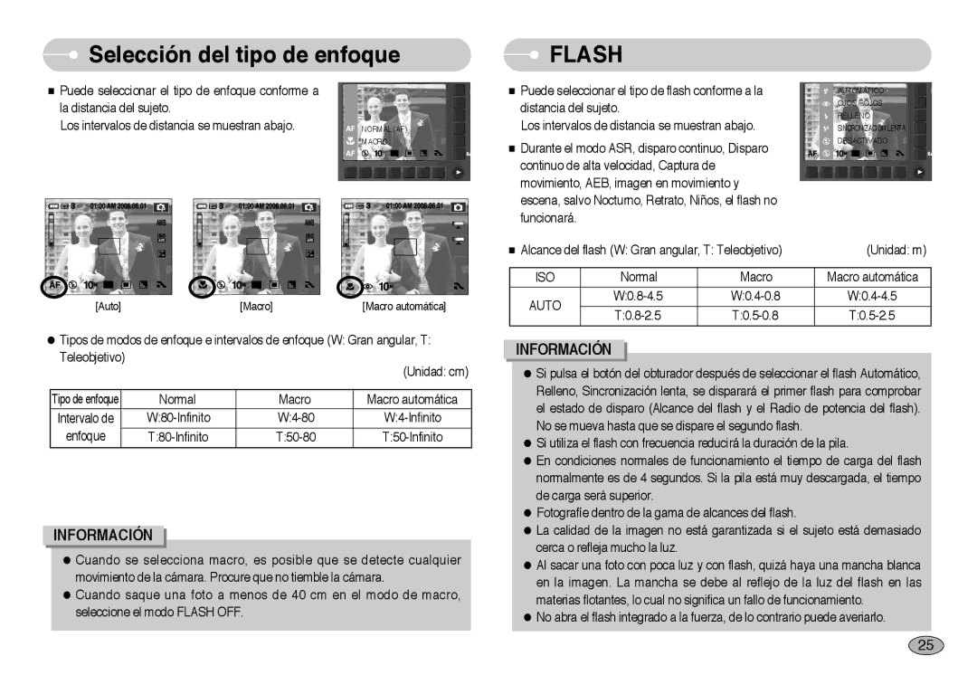 Samsung EC-NV10ZBBA/SP, EC-NV10ZBBL/E1, EC-NV10ZBBD/E1, EC-NV10ZSBA/E1, EC-NV10ZBBP/E1 Selección del tipo de enfoque, Auto 