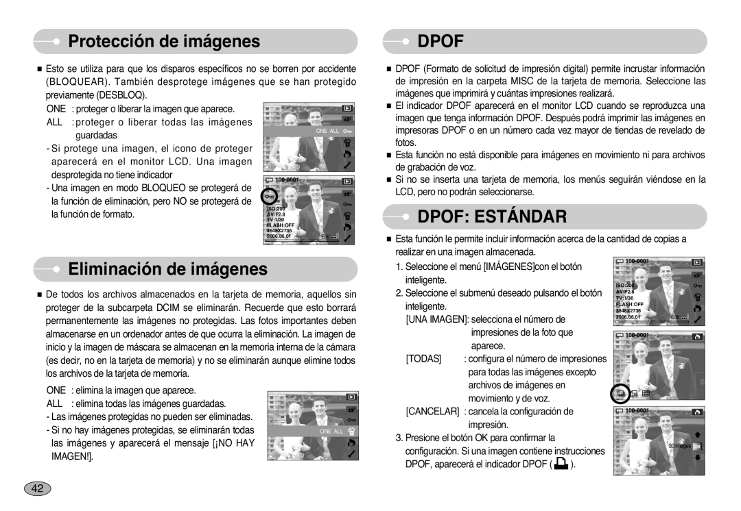 Samsung EC-NV10ZBBJ/E1, EC-NV10ZBBL/E1, EC-NV10ZBBD/E1, EC-NV10ZSBA/E1, EC-NV10ZBBP/E1, EC-NV10ZBBA/PT manual Dpof, Todas 