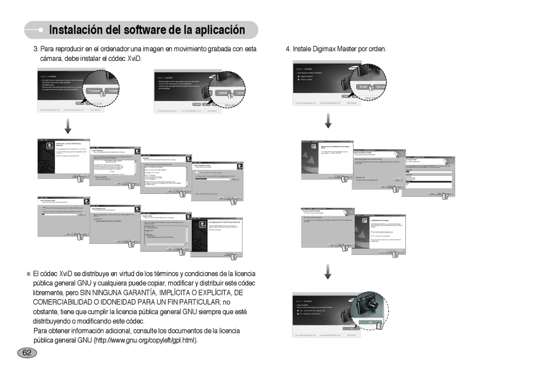 Samsung EC-NV10ZBBL/E1, EC-NV10ZBBD/E1, EC-NV10ZSBA/E1, EC-NV10ZBBP/E1 manual Instalación del software de la aplicación 