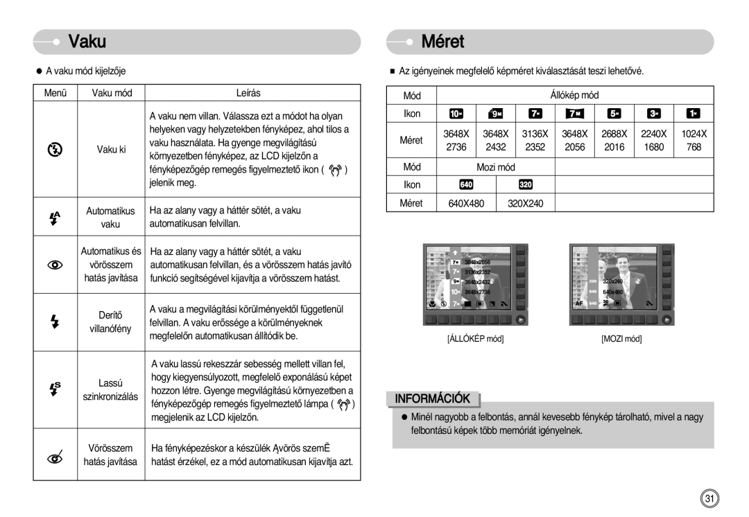 Samsung EC-NV11ZBBA/E1, EC-NV11ZBBA/FR, EC-NV11ZBDA/DE, EC-NV11ZBBC/E2, EC-NV11ZBBB/E2 manual Méret 