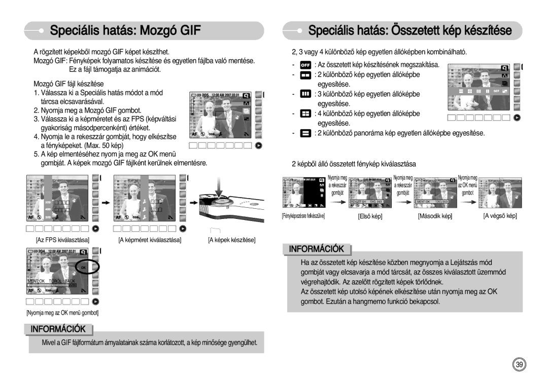 Samsung EC-NV11ZBBA/FR, EC-NV11ZBDA/DE, EC-NV11ZBBA/E1 Speciális hatás Mozgó GIF, Speciális hatás Összetett kép készítése 