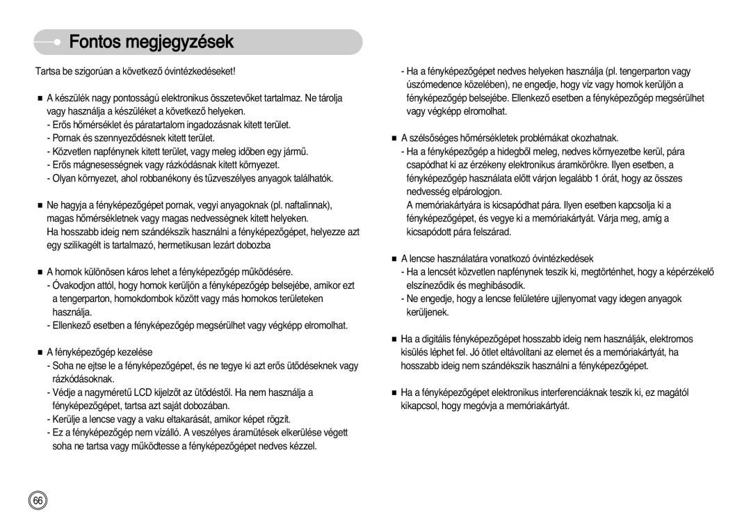 Samsung EC-NV11ZBBA/E1, EC-NV11ZBBA/FR, EC-NV11ZBDA/DE, EC-NV11ZBBC/E2, EC-NV11ZBBB/E2 manual Fontos megjegyzések 