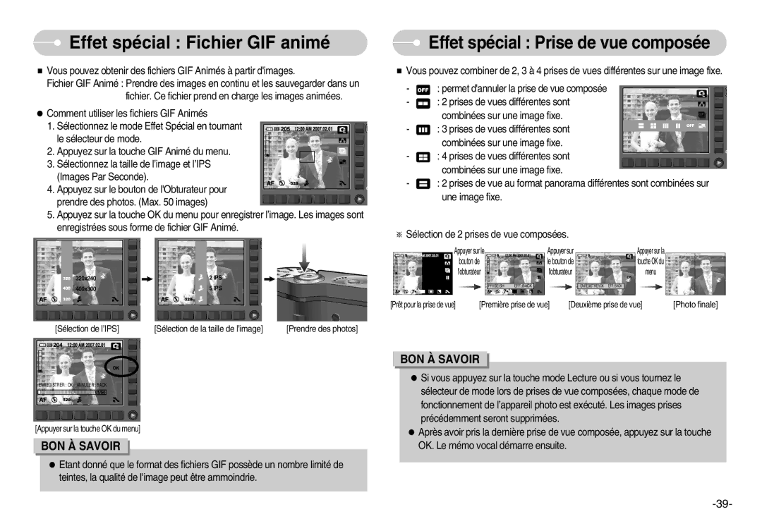 Samsung EC-NV11ZBDA/DE, EC-NV11ZBBA/FR, EC-NV11ZBDA/E3 Effet spécial Fichier GIF animé, Effet spécial Prise de vue composée 