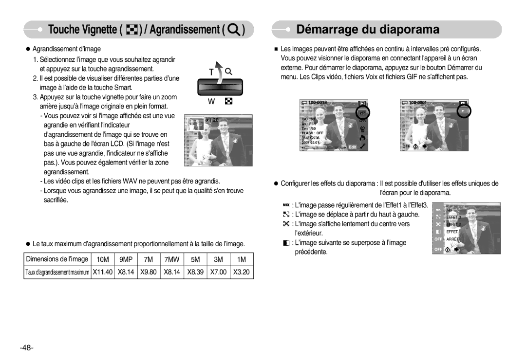 Samsung EC-NV11ZBDA/DE, EC-NV11ZBBA/FR, EC-NV11ZBDA/E3 manual Démarrage du diaporama, 9MP 7MW 