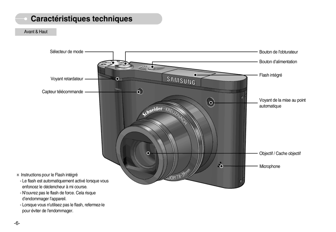 Samsung EC-NV11ZBDA/DE, EC-NV11ZBBA/FR, EC-NV11ZBDA/E3 manual Caractéristiques techniques 